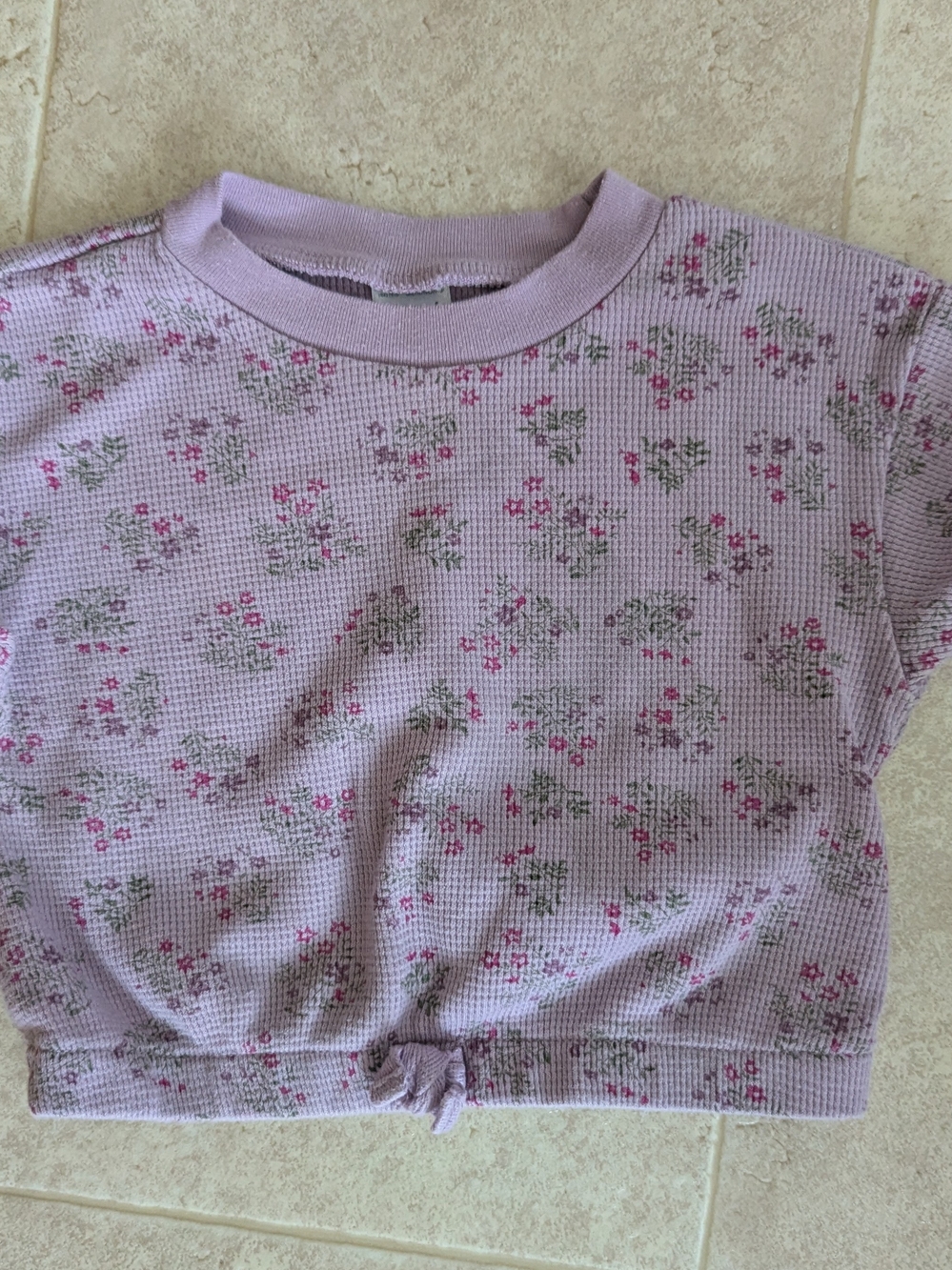 Carter's Lilac Floral Waffle-Knit Long Sleeve Top